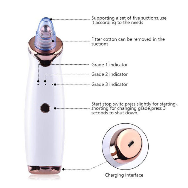Ισχυρή 53KPa Suction Ακμή Καθαριστή πορών προσώπου Comedo Suction για ομαλή επιδερμίδα