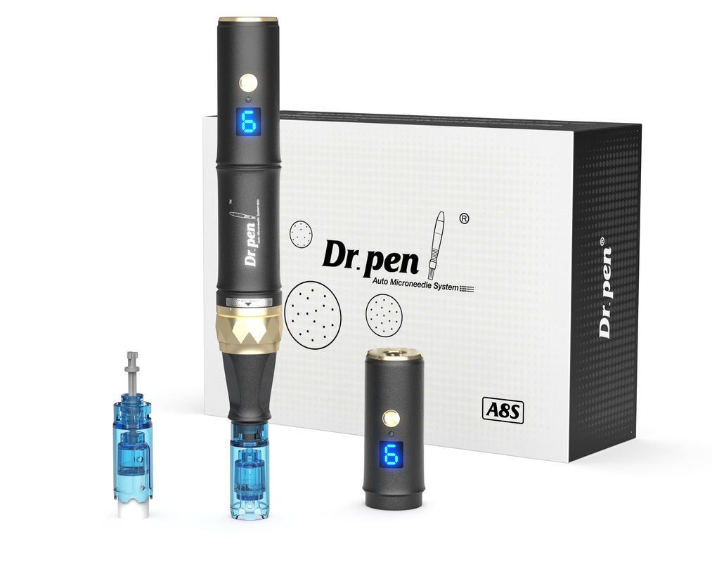 Dr pen A8s Black Dermapen 2023 Τελευταία ασύρματη ψηφιακή συσκευή 6 επιπέδων για το κεφάλι