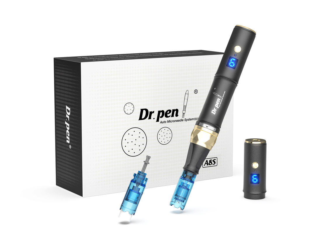 Dr pen A8s Black Dermapen 2023 Τελευταία ασύρματη ψηφιακή συσκευή 6 επιπέδων για το κεφάλι
