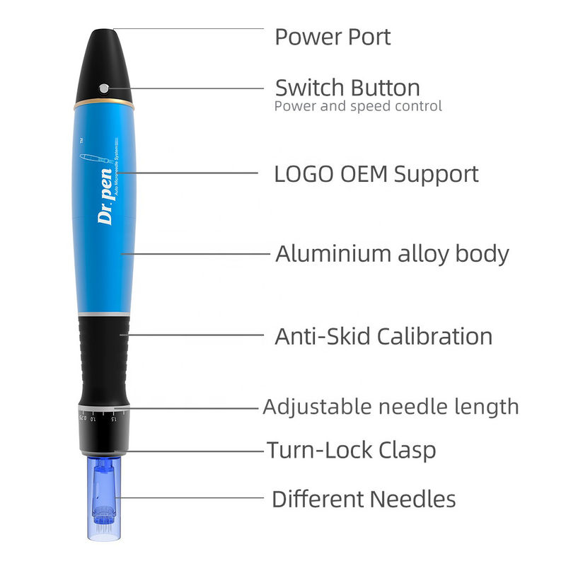 400mAh μπαταρία Dr πένα A1W Πολυλειτουργικό ηλεκτρικό πένα προσώπου φωτεινή μικρο-ύαλη ασύρματη δερματική πένα