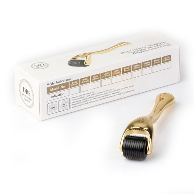 Σπίτι ΧΩΡΙΣ ΣΥΡΙΖΑ Τύπος 540-pin Derma Roller με Χρυσαφένιο Χέρι Επαναζωογόνηση Δέρματος